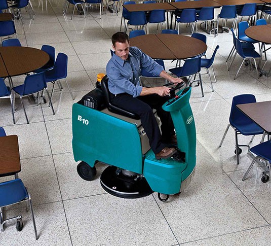 Tennant B10 rider burnisher cleaning lunchroom